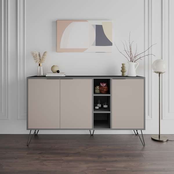 Madia Clara antracite 3 ante tortora 142x35,6x83h Madia Clara antracite 3 ante tortora 142x35,6x83h