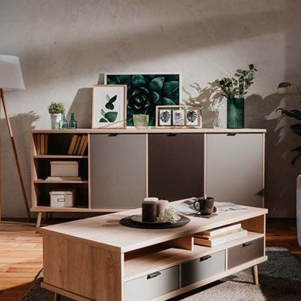 Madia Epik 56 rovere antracite grigio 3 ante vano a giorno Madia Epik 56 rovere antracite grigio 3 ante vano a giorno