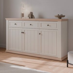 Madia Essenza con 3 cassetti e 3 ante in stile classico colore bianco e rovere