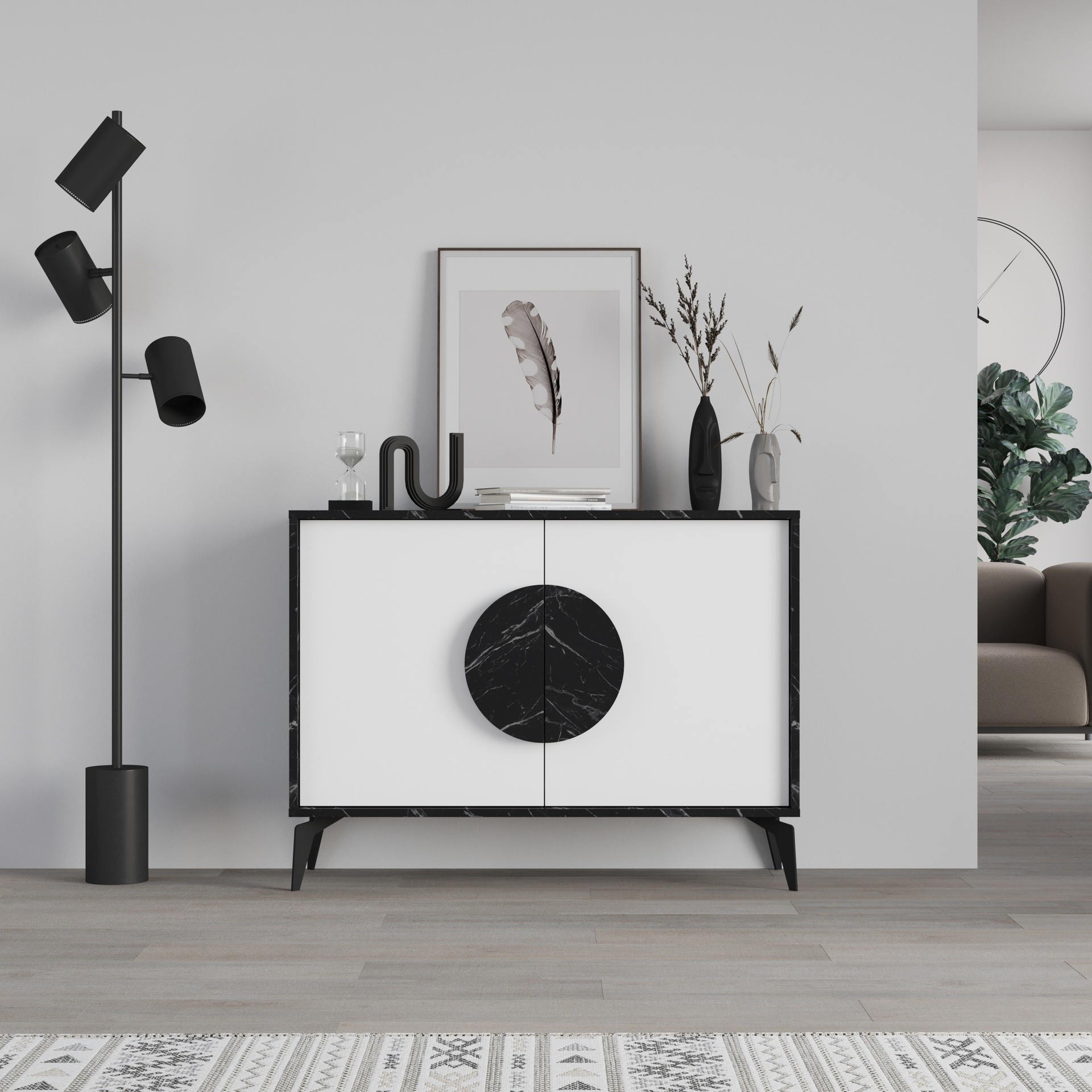 Madia Gora 110 cm struttura colore bendir e ante colore bianco Madia Gora 110 cm struttura colore bendir e ante colore bianco