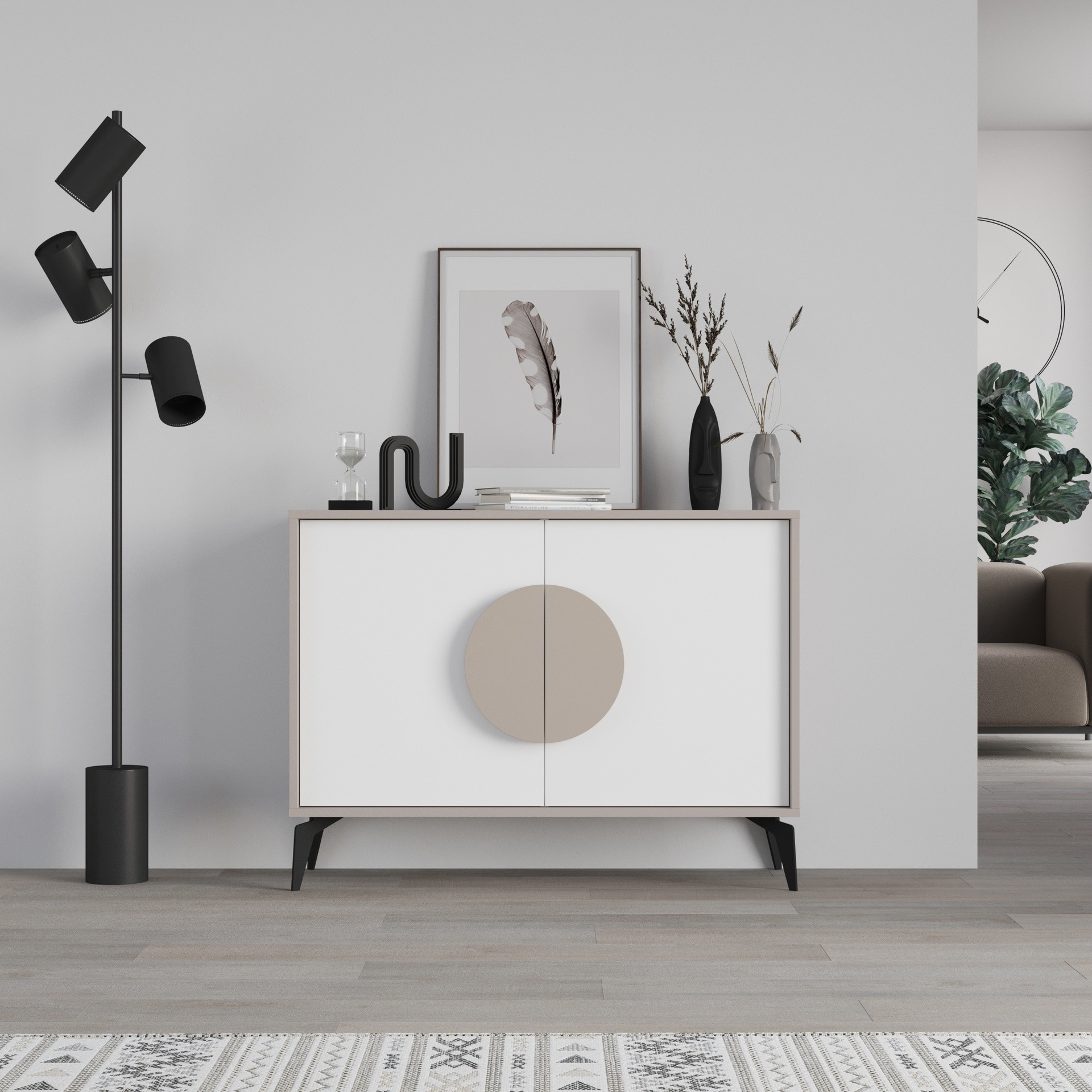 Madia Gora 110 cm struttura colore tortora e ante colore bianco