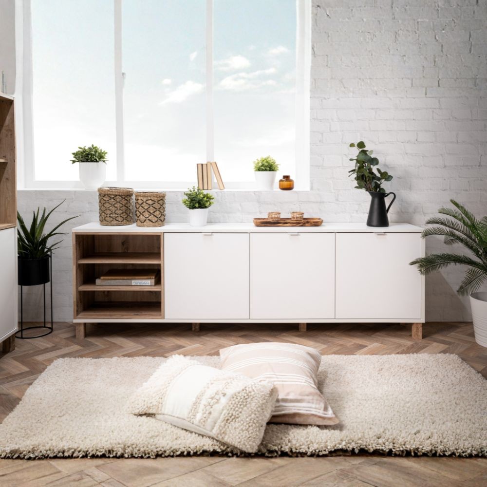 Madia Menorca 57A 3 ante bianco rovere 200x35x64,5 Madia Menorca 57A 3 ante bianco rovere 200x35x64,5