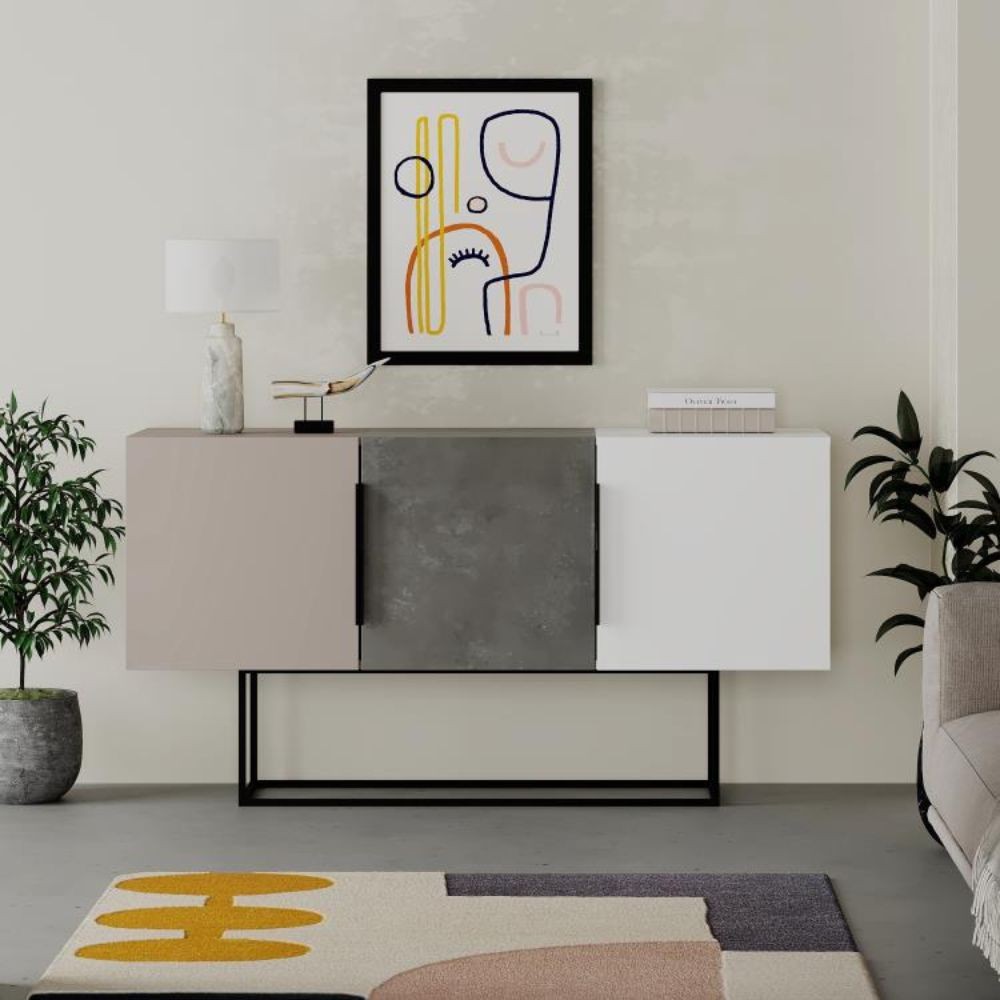 Madia Tontini 3 ante colore tortora cemento bianco 150 cm Madia Tontini 3 ante colore tortora cemento bianco 150 cm