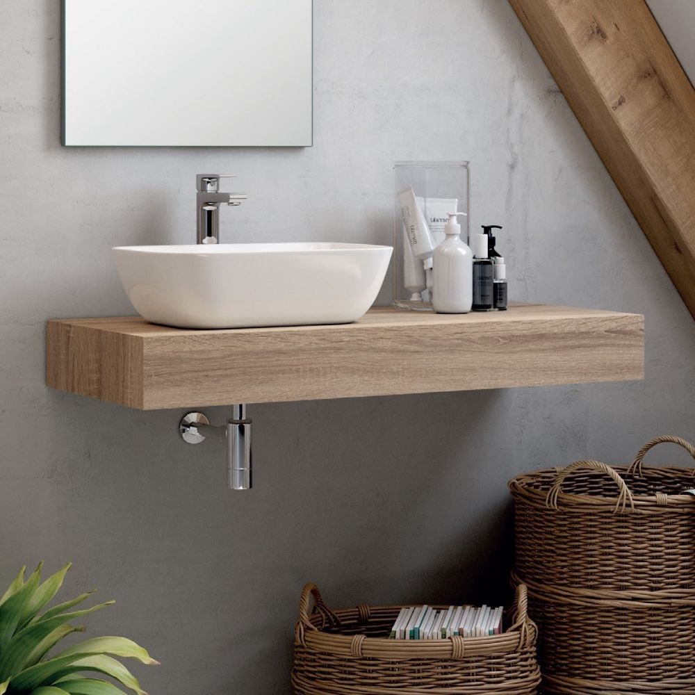 Mensola d'appoggio Ely per lavabo colore rovere cambrian 120x45x12 cm. Mensola d'appoggio Ely per lavabo colore rovere cambrian 120x45x12 cm.