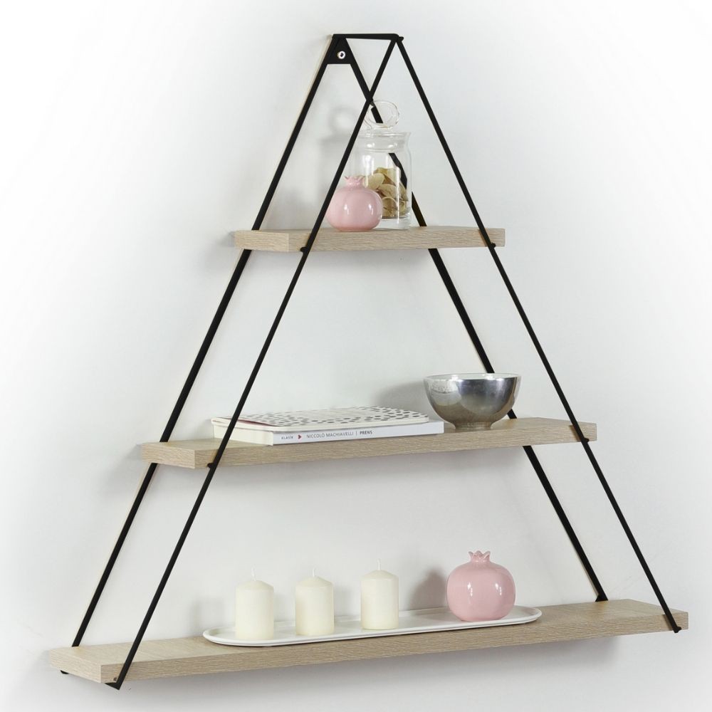 Mensola triangolare Moset 3 ripiani rovere MT1910051 Mensola triangolare Moset 3 ripiani rovere MT1910051