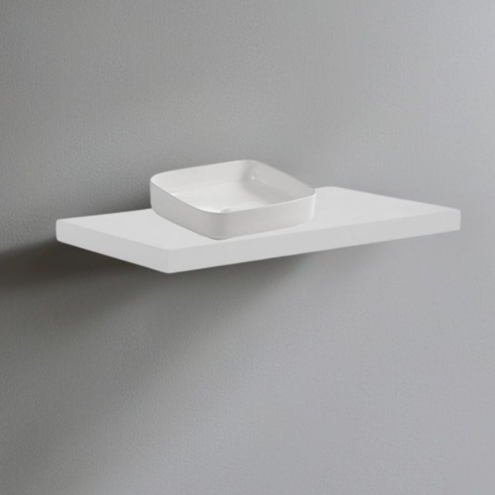 Mensolone da bagno 100x47 con lavabo da appoggio colore bianco Mensolone da bagno 100x47 con lavabo da appoggio colore bianco