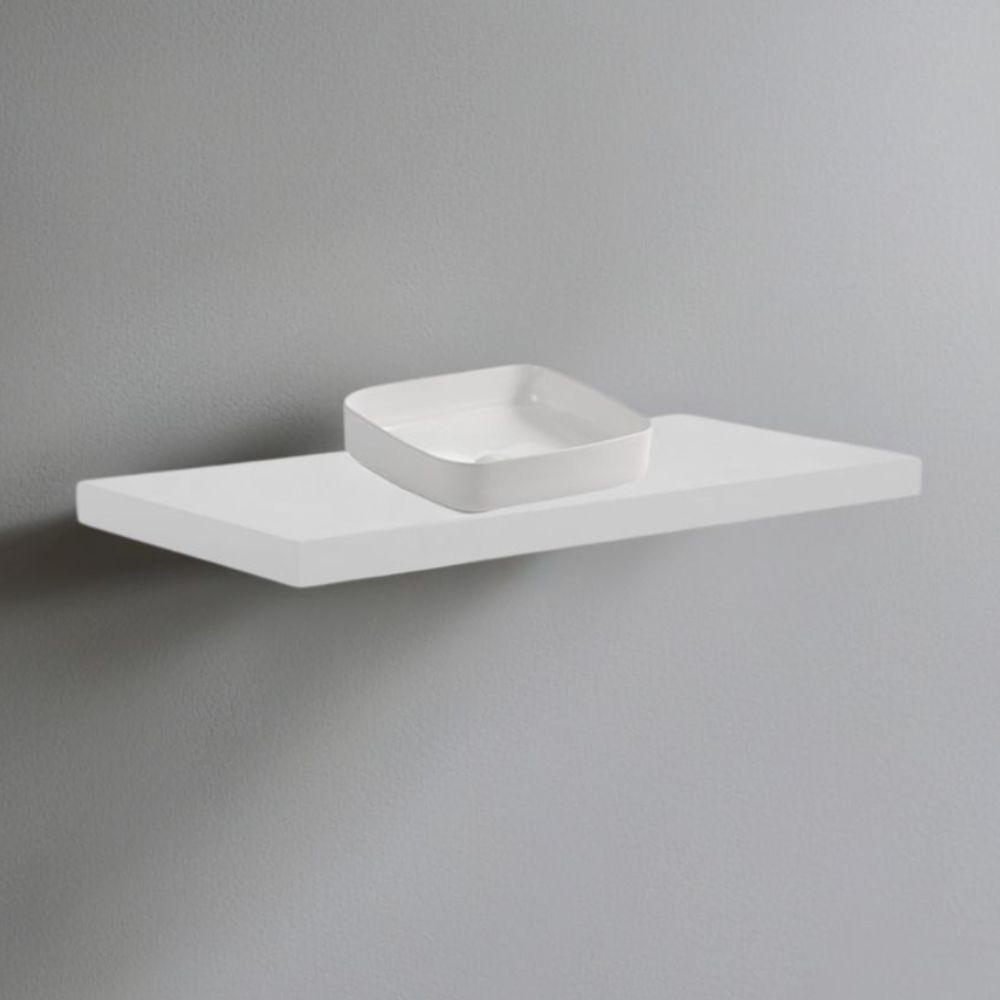 Mensolone da bagno 120x47 con lavabo da appoggio colore bianco Mensolone da bagno 120x47 con lavabo da appoggio colore bianco