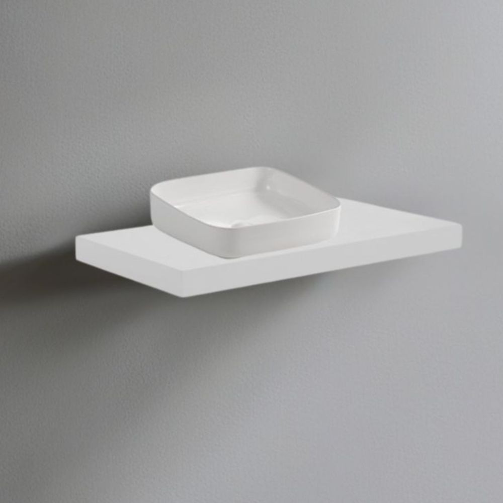 Mensolone da bagno 80x48 con lavabo da appoggio colore bianco Mensolone da bagno 80x48 con lavabo da appoggio colore bianco