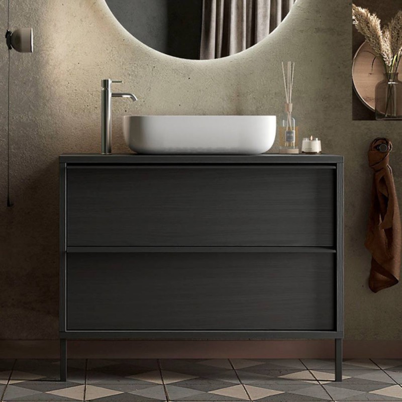Mobile bagno Adam105 con 2 cassetti nero frassinato con lavabo Mobile bagno Adam105 con 2 cassetti nero frassinato con lavabo