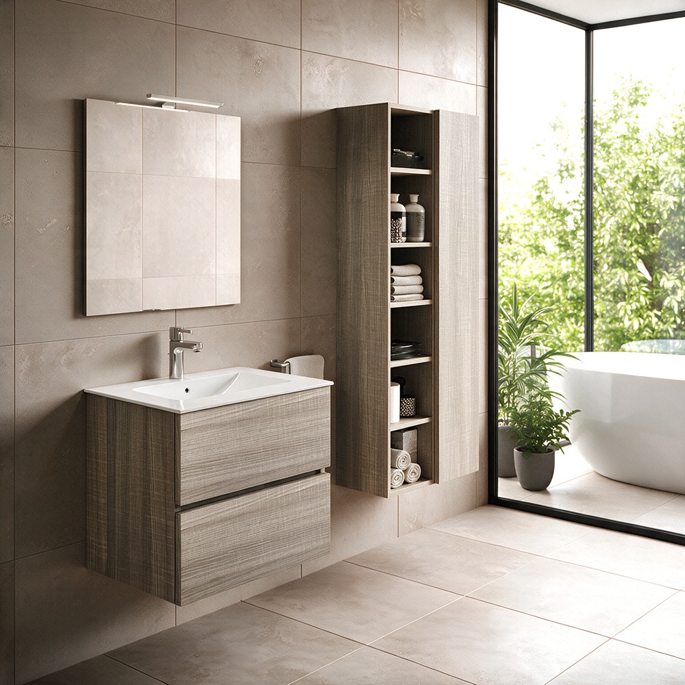 Mobile bagno con lavabo e specchio da 60 olmo Mobile bagno con lavabo e specchio da 60 olmo