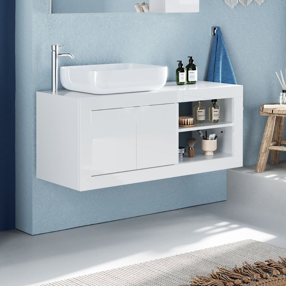 Mobile bagno sospeso Basic92 colore bianco lucido Mobile bagno sospeso Basic92 colore bianco lucido