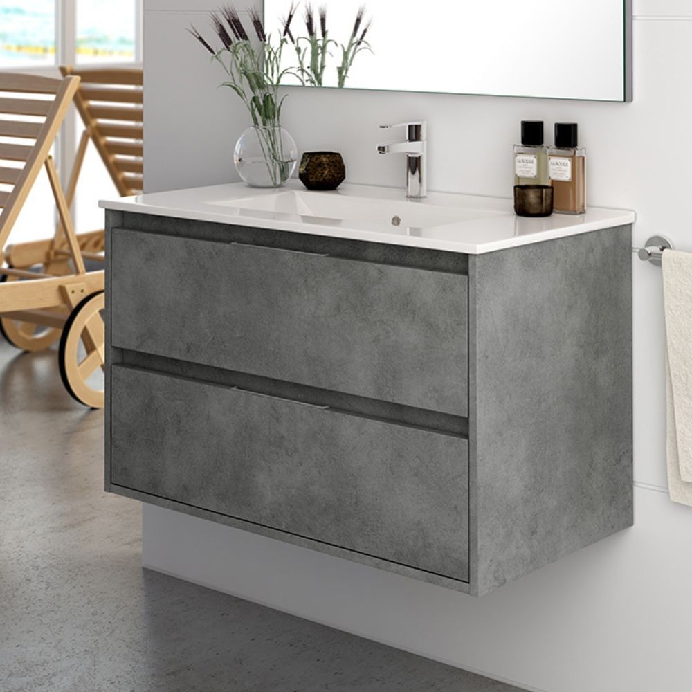 Mobile bagno sospeso Bolton con 2 cassetti 60x45x48 cm colore cemento Mobile bagno sospeso Bolton con 2 cassetti 60x45x48 cm colore cemento