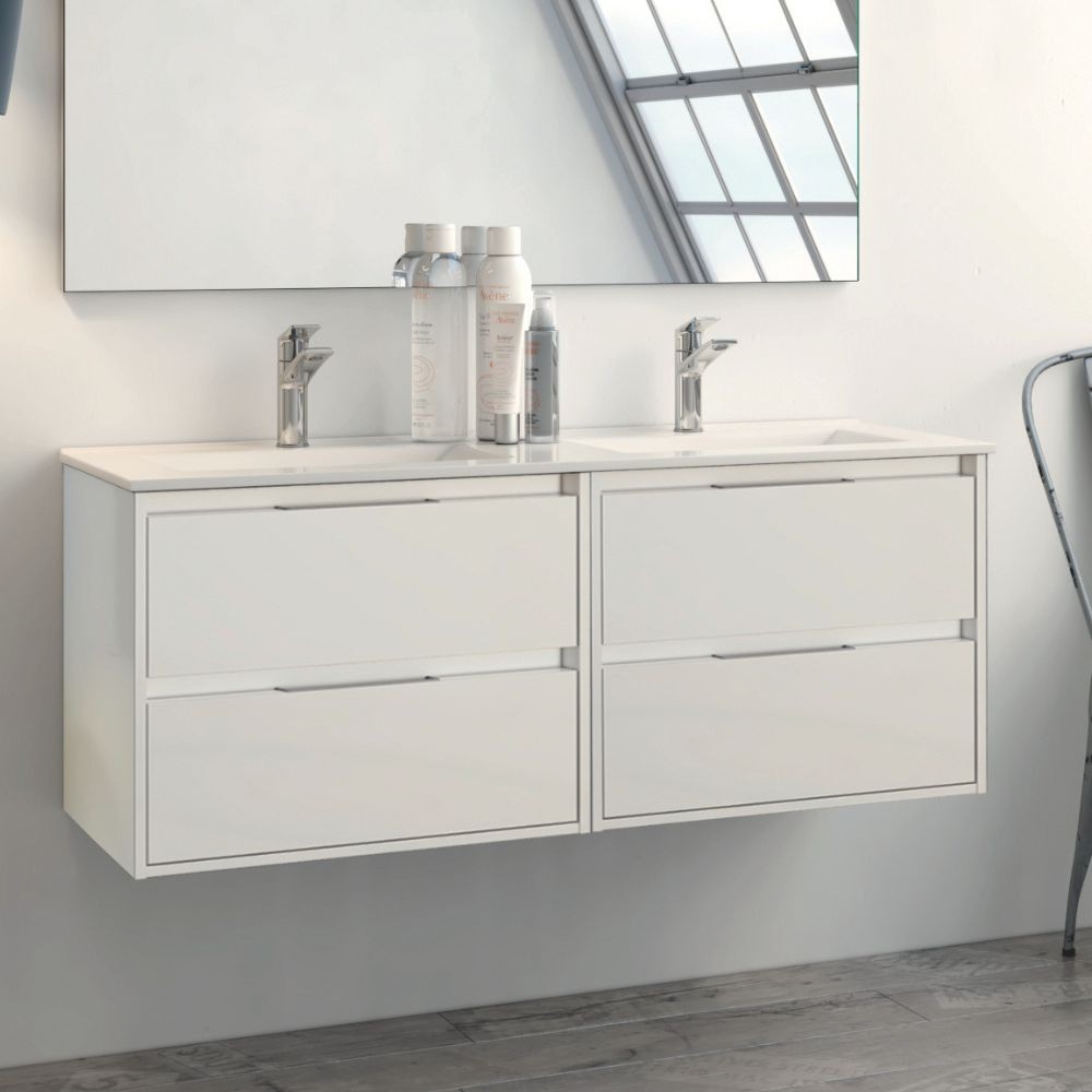 Mobile bagno sospeso Bolton con 4 cassetti 120x45x48 cm colore bianco laccato lucido Mobile bagno sospeso Bolton con 4 cassetti 120x45x48 cm colore bianco laccato lucido