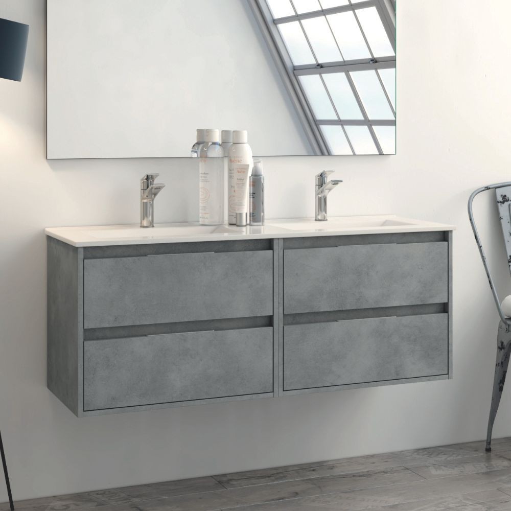 Mobile bagno sospeso Bolton con 4 cassetti 120x45x48 cm colore cemento Mobile bagno sospeso Bolton con 4 cassetti 120x45x48 cm colore cemento