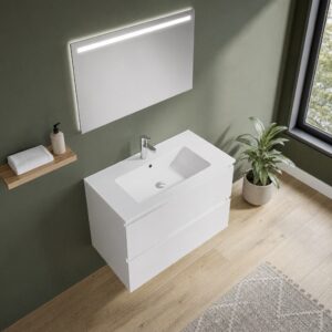 Mobile bagno sospeso Carezza bianco lucido 80x46x54 H