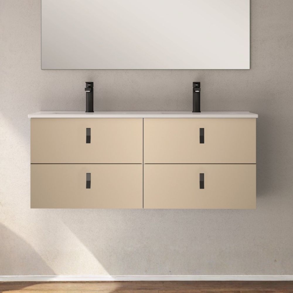 Mobile bagno sospeso Invicta con 4 cassetti colore cappuccino con maniglie nere 120x45x48 cm. Mobile bagno sospeso Invicta con 4 cassetti colore cappuccino con maniglie nere 120x45x48 cm.