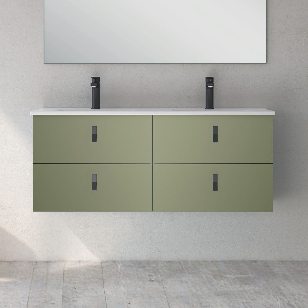 Mobile bagno sospeso Invicta con 4 cassetti colore verde oliva con maniglie nere 120x45x48 cm. Mobile bagno sospeso Invicta con 4 cassetti colore verde oliva con maniglie nere 120x45x48 cm.