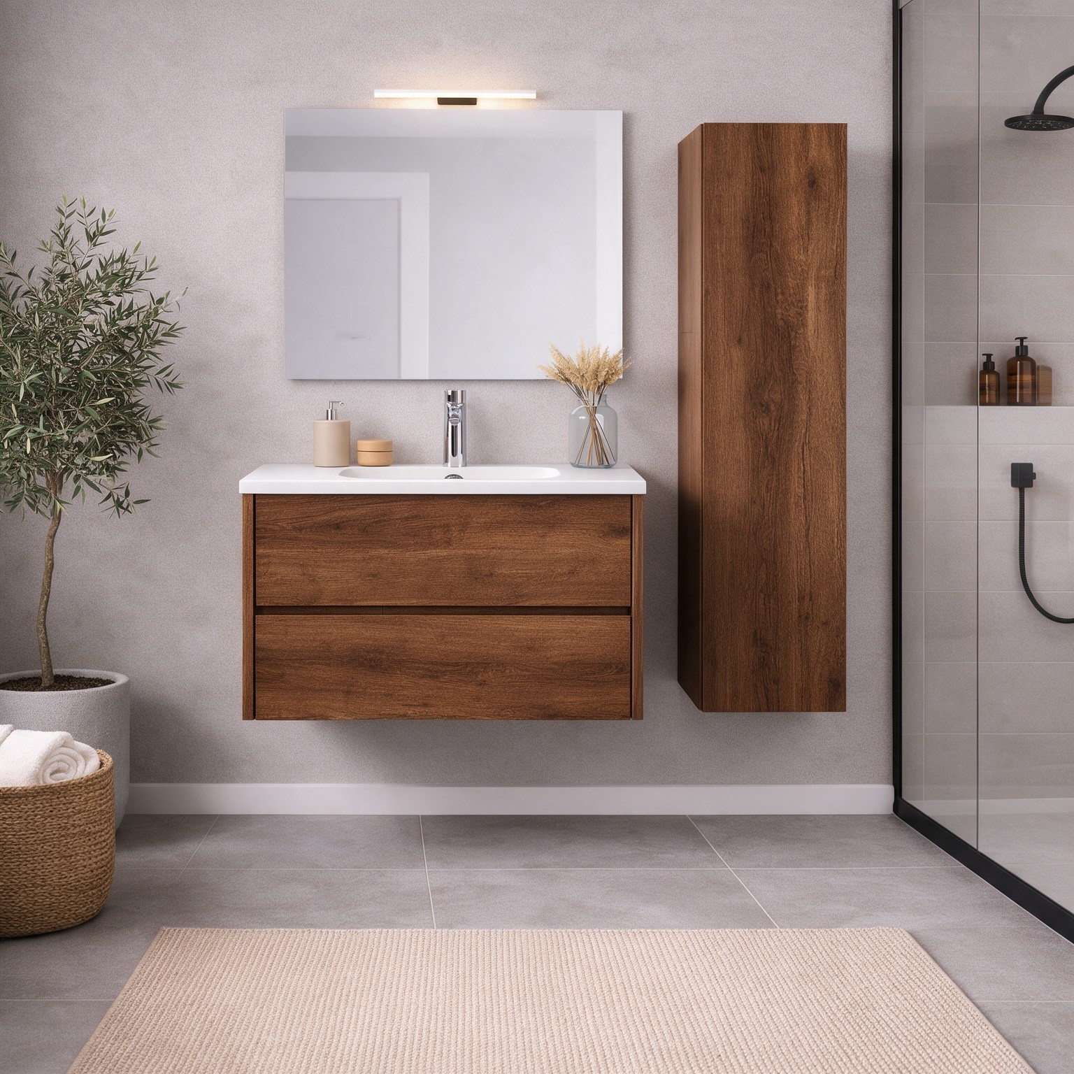 Mobile bagno sospeso Mike 80 cm. 2 cassetti con gola soft close colore baroc Made in Italy Mobile bagno sospeso Mike 80 cm. 2 cassetti con gola soft close colore baroc Made in Italy