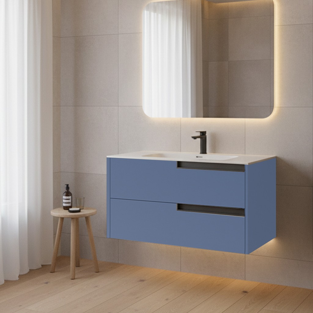 Mobile bagno sospeso Modular con due cassettoni 80x45x50 cm colore azzurro Mobile bagno sospeso Modular con due cassettoni 80x45x50 cm colore azzurro