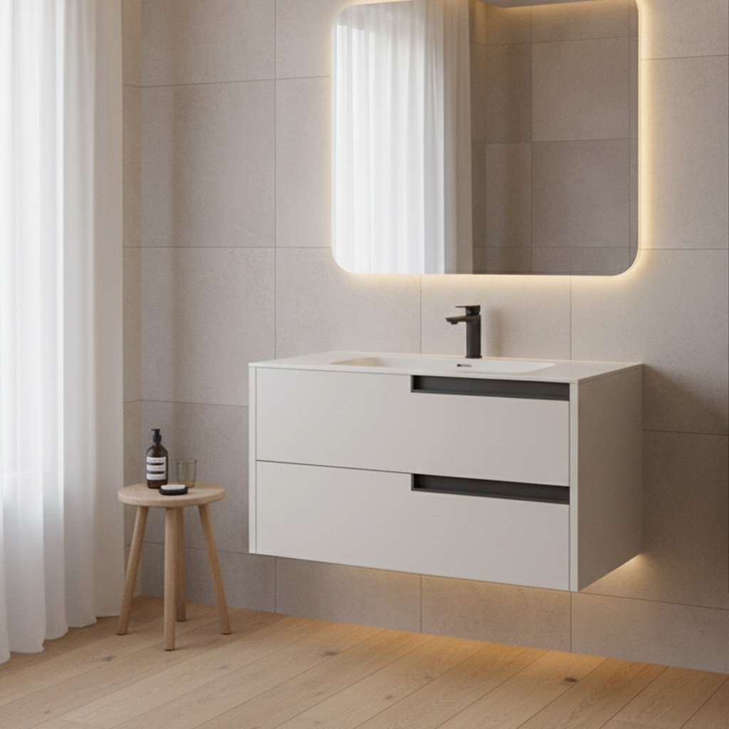 Mobile bagno sospeso Modular con due cassettoni 80x45x50 cm colore cashmere Mobile bagno sospeso Modular con due cassettoni 80x45x50 cm colore cashmere