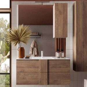 Mobile bagno sospeso Salemi80 con specchiera rovere mercure