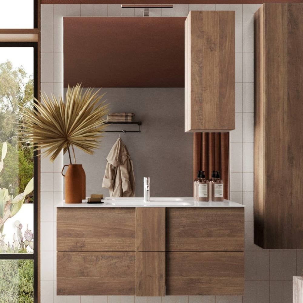 Mobile bagno sospeso Salemi80 con specchiera rovere mercure Mobile bagno sospeso Salemi80 con specchiera rovere mercure