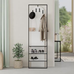 Mobile ingresso Archy con 4 ganci appendi abiti e scarpiera in colore bianco