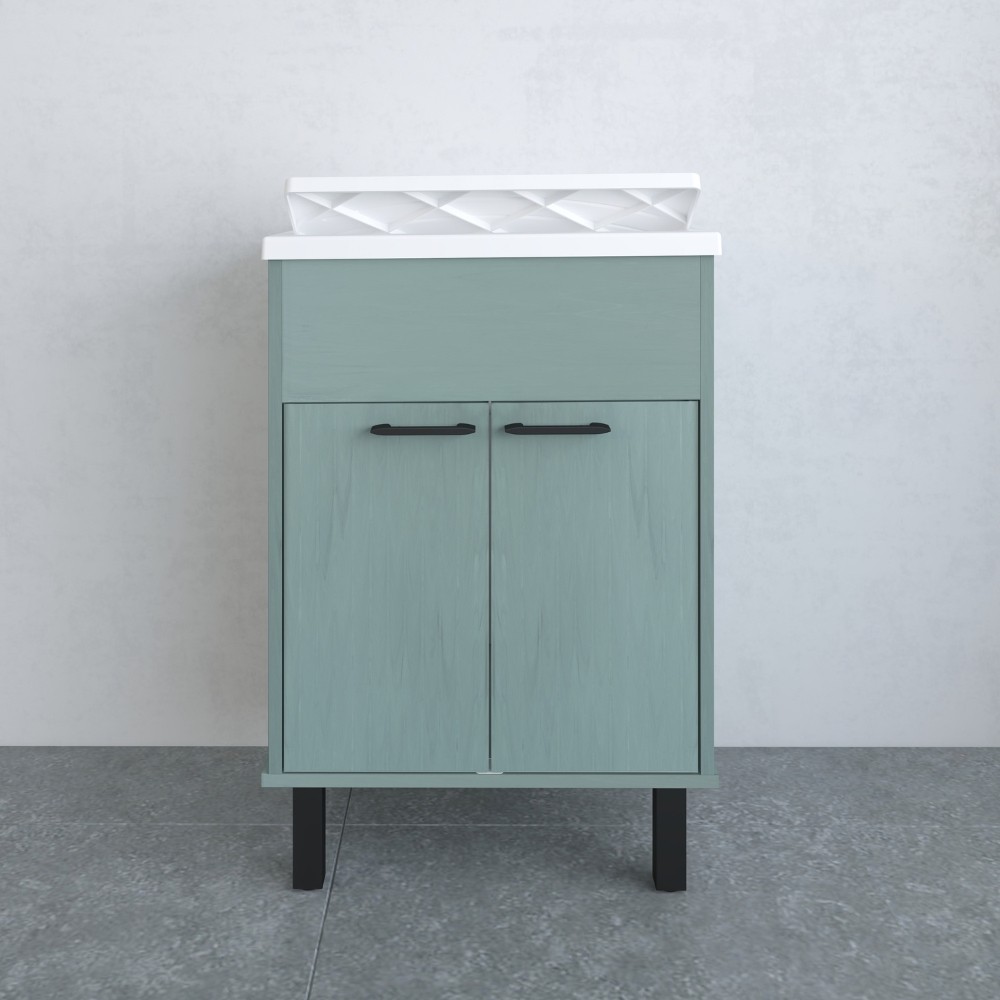 Mobile lavatoio 9042KV 2 ante battenti 60x50x85 cm. con asse di lavaggio colore verde scuro Mobile lavatoio 9042KV 2 ante battenti 60x50x85 cm. con asse di lavaggio colore verde scuro