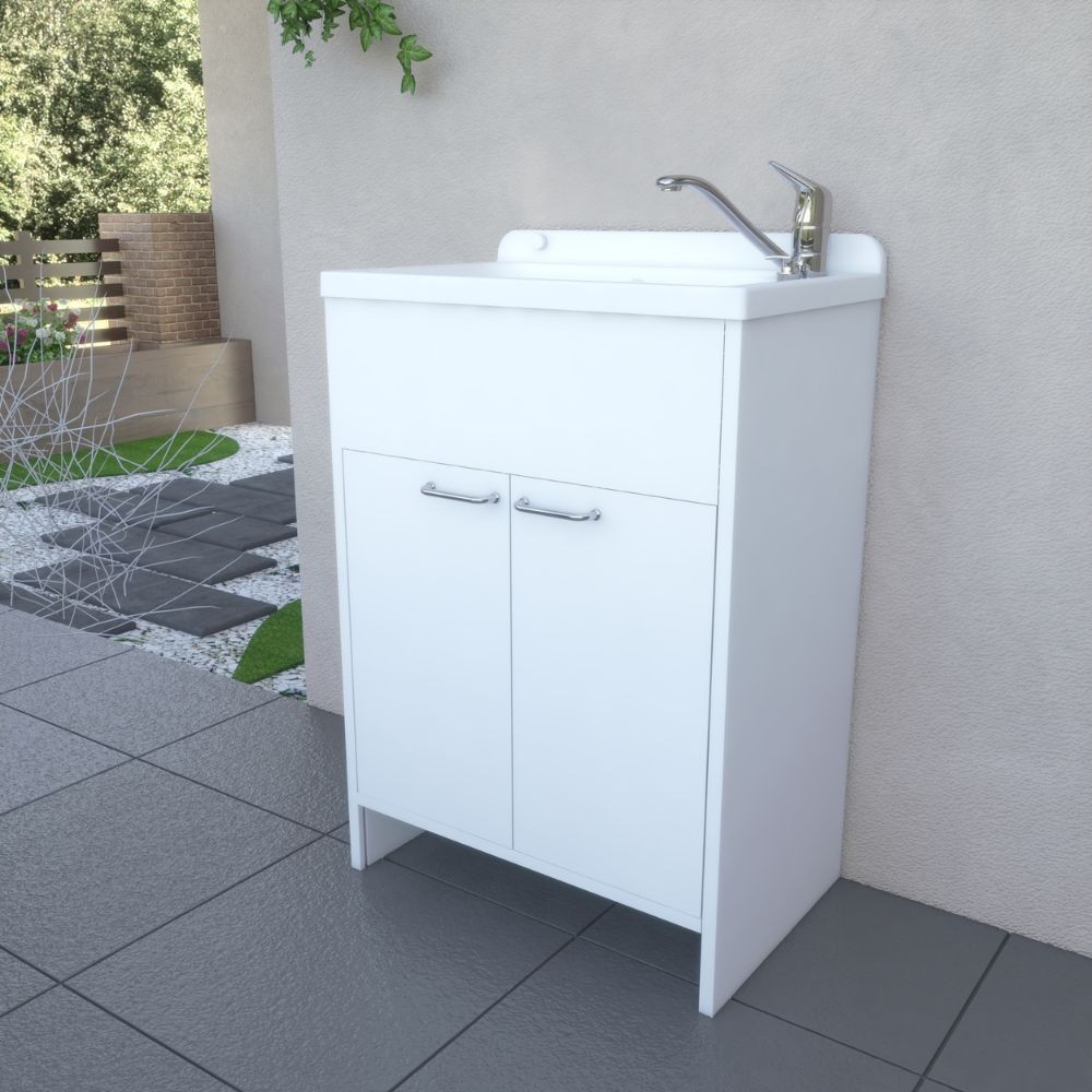 Mobile lavatoio salvaspazio Platone 58x38 cm. colore bianco Mobile lavatoio salvaspazio Platone 58x38 cm. colore bianco