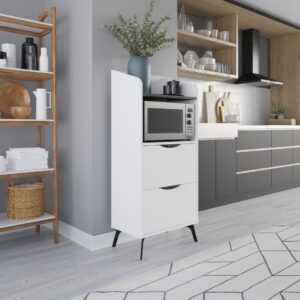 Mobile multiuso Gorki con cassetti bianco e ripiano retro grey