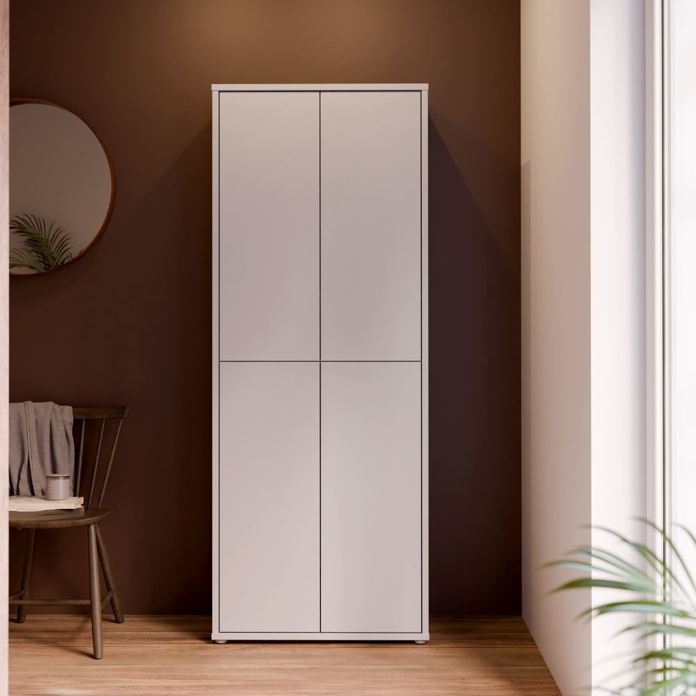 Mobile multiuso Medea 4 ante colore grigio chiaro 74.5x34.9xH 191.9 cm. Mobile multiuso Medea 4 ante colore grigio chiaro 74.5x34.9xH 191.9 cm.