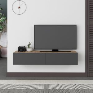 Mobile porta TV sospeso Francy rovere antracite ante a ribalta 135x31.7x25 cm.