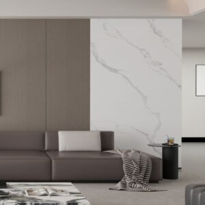 Pannello decorativo 1220x3000x5 mm. colore effetto marmo bianco lucido