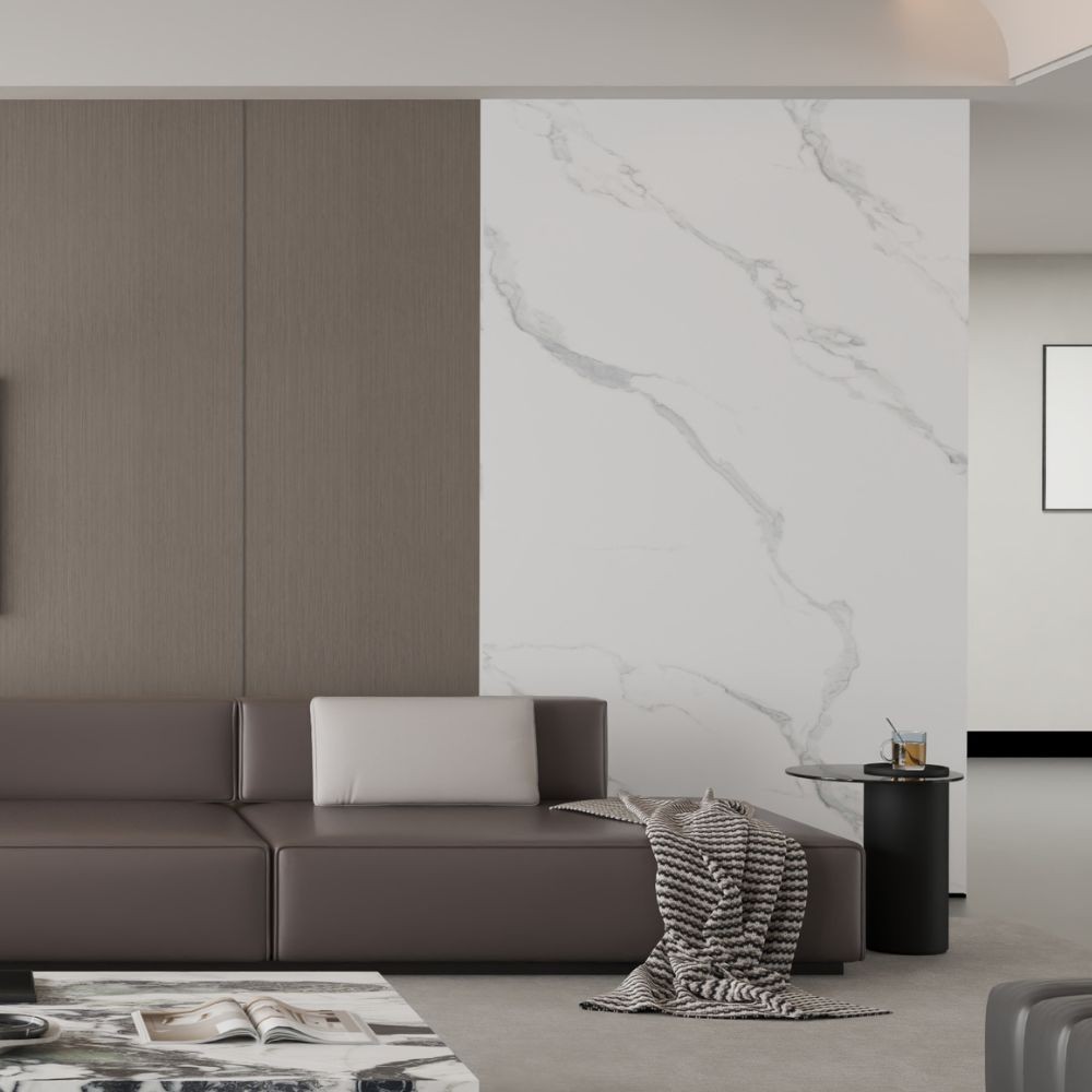 Pannello decorativo 1220x3000x5 mm. colore effetto marmo bianco lucido Pannello decorativo 1220x3000x5 mm. colore effetto marmo bianco lucido