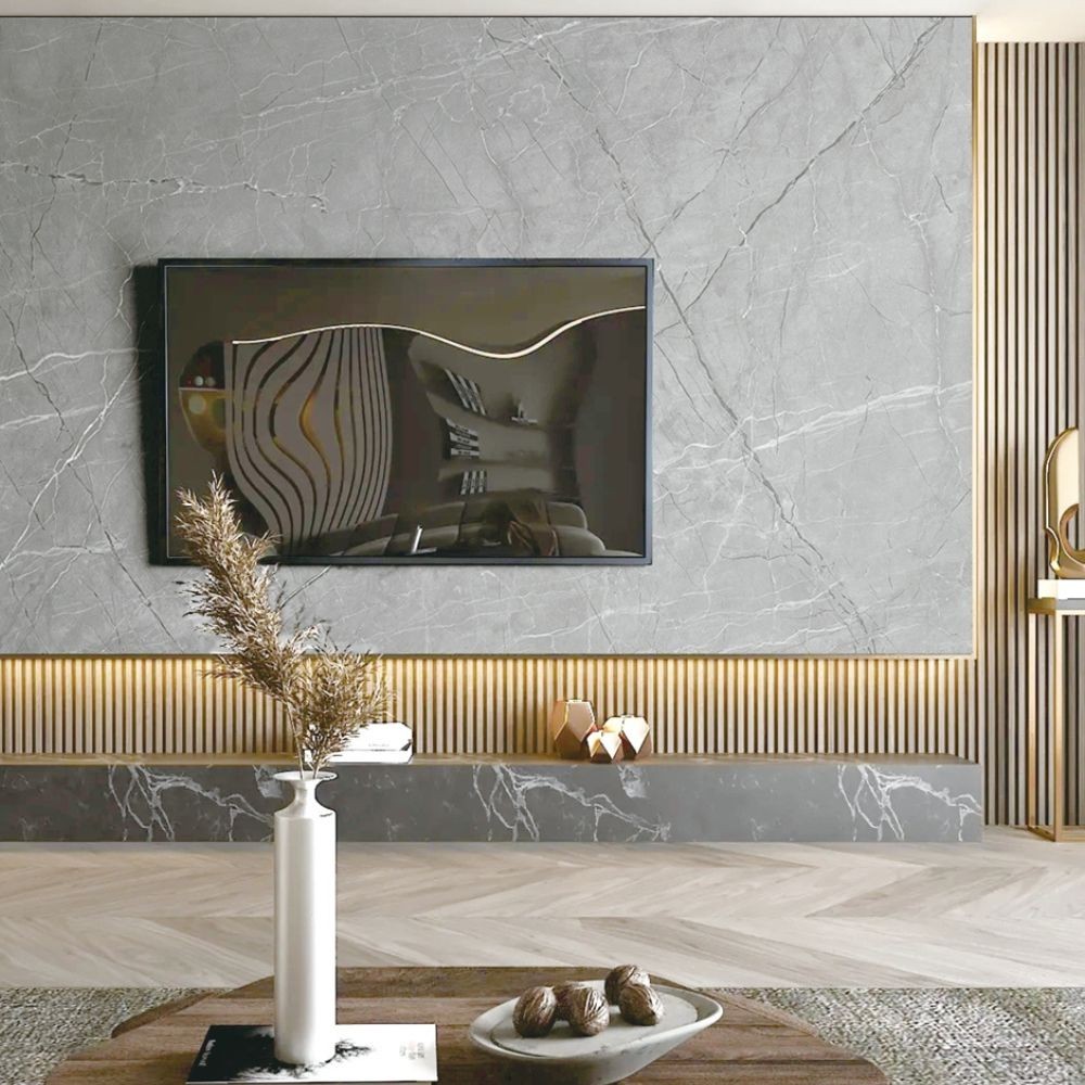 Pannello decorativo 1220x3000x5 mm. colore effetto marmo grigio opaco Pannello decorativo 1220x3000x5 mm. colore effetto marmo grigio opaco