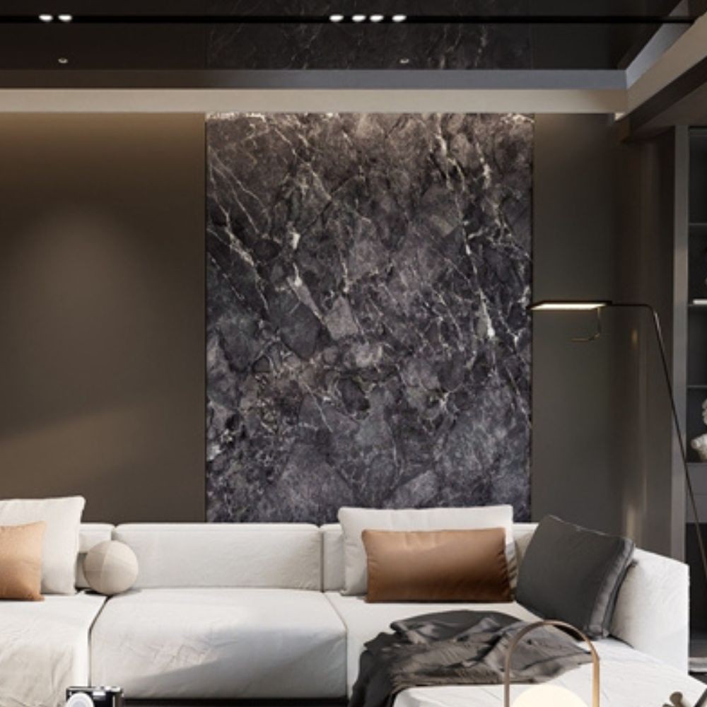 Pannello decorativo 1220x3000x5 mm. colore effetto marmo nero lucido Pannello decorativo 1220x3000x5 mm. colore effetto marmo nero lucido