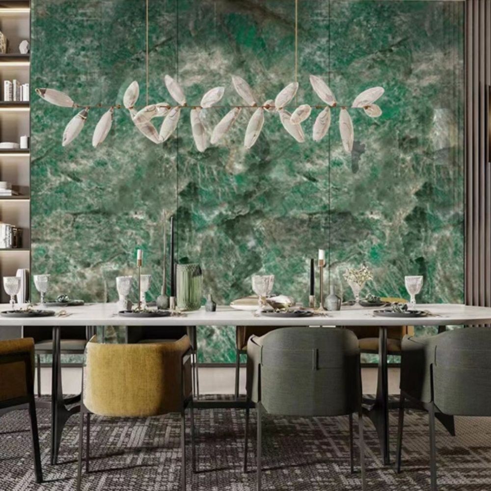 Pannello decorativo 1220x3000x5 mm. colore effetto marmo verde lucido Pannello decorativo 1220x3000x5 mm. colore effetto marmo verde lucido