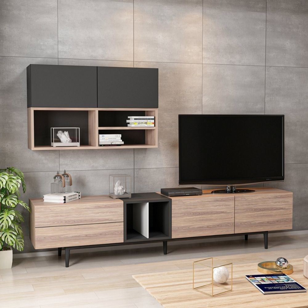 Parete attrezzata Diany 195 rovere antracite Parete attrezzata Diany 195 rovere antracite