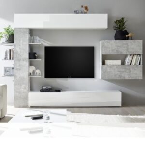 Parete attrezzata libreria Astrakat colore beton
