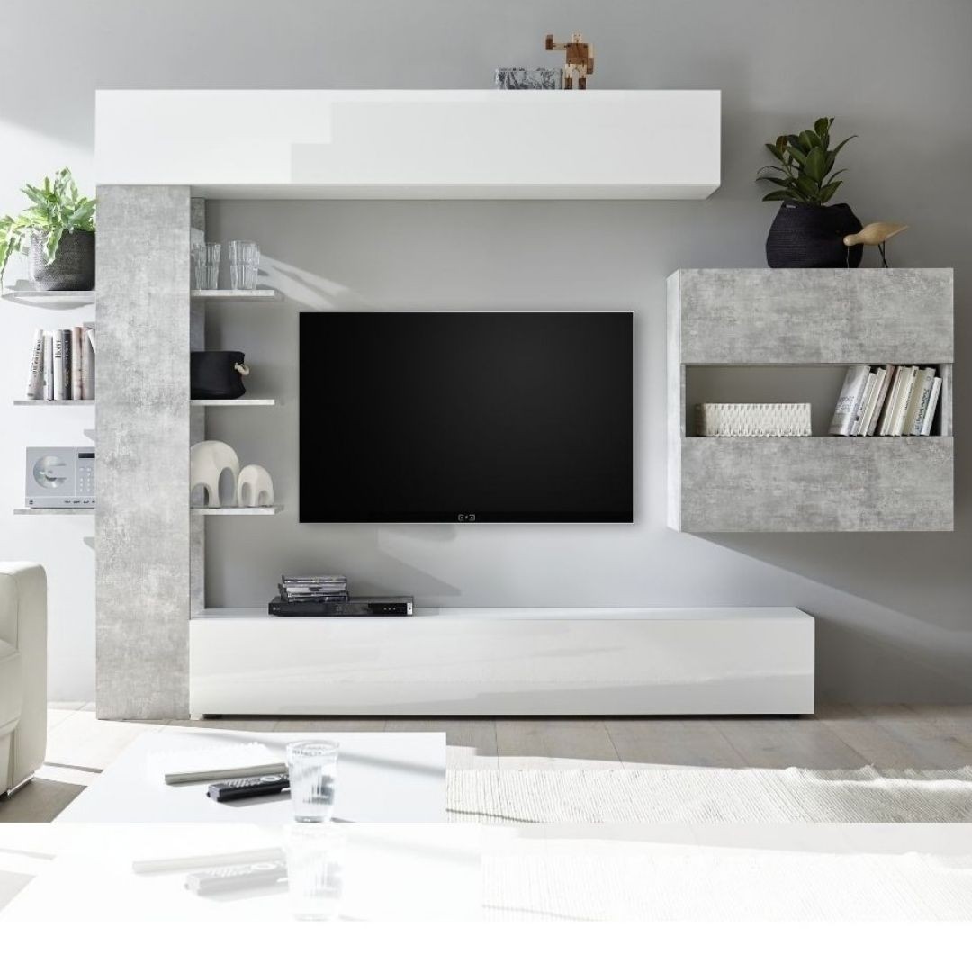 Parete attrezzata libreria Astrakat colore beton Parete attrezzata libreria Astrakat colore beton