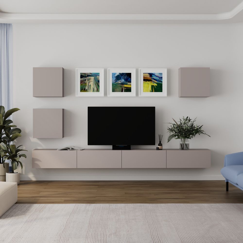 Parete attrezzata Marte colore tortora H 170x40x300 cm. Parete attrezzata Marte colore tortora H 170x40x300 cm.