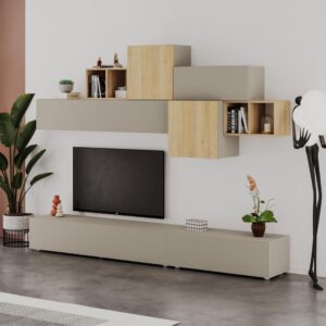 Parete attrezzata Tromen 260 cm. cashmere e rovere MTV234479