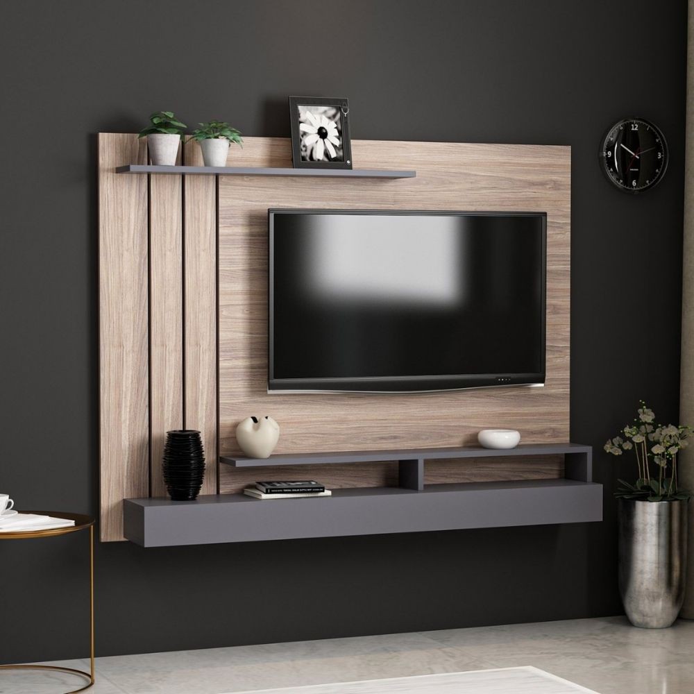 Parete porta tv Lawrance 157 noce particolari antracite Parete porta tv Lawrance 157 noce particolari antracite