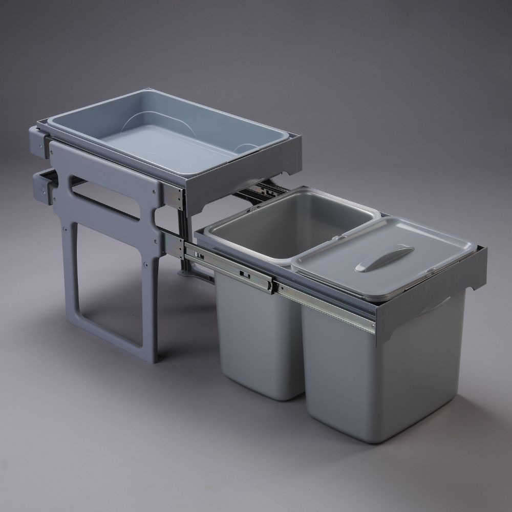 Pattumiera Tank 40 con vassoio estraibile in plastica 2x16 LT Pattumiera Tank 40 con vassoio estraibile in plastica 2x16 LT