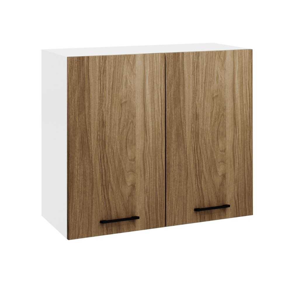Pensile cucina 80x32x72H cm. con struttura bianca e 2 ante noce naturale Pensile cucina 80x32x72H cm. con struttura bianca e 2 ante noce naturale