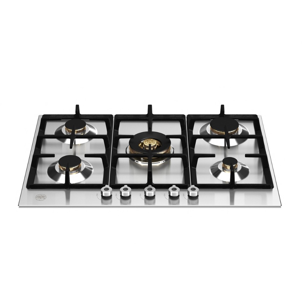 Piano cottura Bertazzoni P755CPROX a gas da 75 cm. 5 zone con dual wok centrale inox Piano cottura Bertazzoni P755CPROX a gas da 75 cm. 5 zone con dual wok centrale inox