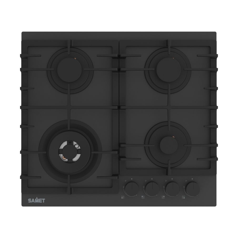 Piano cottura Samet Zacinto 60 a gas da incasso 4 fuochi 60 cm. in vetro temperato satinato opaco nero Piano cottura Samet Zacinto 60 a gas da incasso 4 fuochi 60 cm. in vetro temperato satinato opaco nero