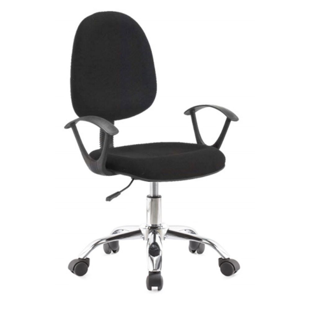 Poltrona da ufficio CR131 in tessuto nero e base cromata Poltrona da ufficio CR131 in tessuto nero e base cromata