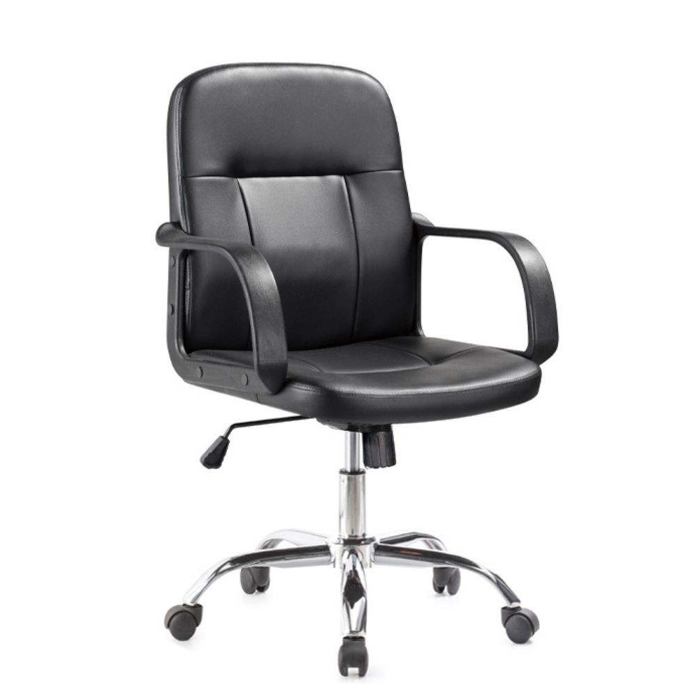 Poltrona da ufficio PC116P in ecopelle nero e base cromata Poltrona da ufficio PC116P in ecopelle nero e base cromata