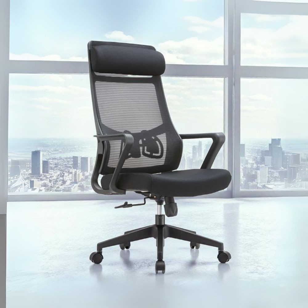 Poltrona ufficio Pasco con schienale in rete alto e reclinabile colore nero Poltrona ufficio Pasco con schienale in rete alto e reclinabile colore nero